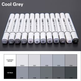 TOUCHNEW 12/30Color Cool Gray Marker Warm Gray Marker Set Dual Tips Alcohol Based Art Marker for Drawing Manga Mark Art Supplier Y200709