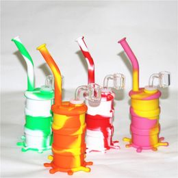 Barrel Silicone Bong Water Pipes Portable Camouflage Silicone Oil Rigs Detachable Hookahs Unbreakable Smoking Concentrate Pipe