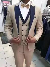 New Style One Button Handsome Peak Lapel Groom Tuxedos Men Suits Wedding/Prom/Dinner Best Man Blazer(Jacket+Pants+Tie+Vest) W689