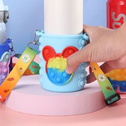 Decompression fidget Toy Pure silica gel cartoon cover is smooth and fit to the cup wall. The strap can be adjusted freely