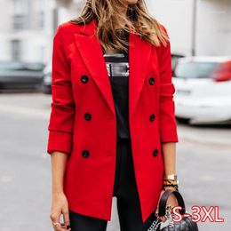 Womens Long Sleeve Blazer Suit Coat Office Work Ladies Formal Suit Jacket Double Breasted Thin Outwear Jacket Plus Size 3XL Tops1