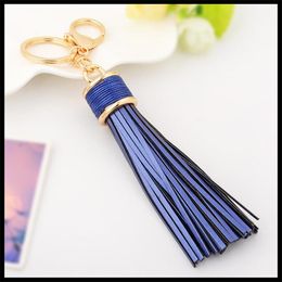 leather ornaments UK - NEW Fashion Creative Leather Tassel KeyChain Girls Bag Ornaments Car Key Chain Exquisite Gift Birthday Gift Party Favors