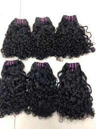 Double Drawn Curly Hair Straight Wave With Full End Bouncy Wavy Virgin Indian Malaysian Real Human Hair Weft