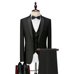 3 Piece Boyfriend Men Suits for slim fit Wedding Tuxedos Black Formal Groom Suit Set Jacket Pants Vest Ready in Stock 201105