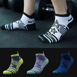 2021 Men Outdoor Trail Running Socks with Star Print Training Fitness Road Racing Cycling Socks Breathable Elastic Sport Sock Y1222