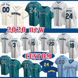 Seattle Custom 24 Ken Griffey Jr. 51 Ichiro Suzuki Baseball Jersey 23 Nelson Cruz 11 Edgar Martinez 17 Mitch Haniger 34 Felix Hernandez