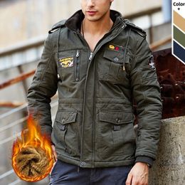 Men Winter Casual Military Tactical Jacket Fashion Hooded Fleece Parka Mens Thick Warm Cotton Padded Cargo Flight Outwear 201116