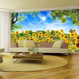 Wallpapers Lovely Sunflower Fields Po Wallpaper Idyllic Scenery Wall Mural Pography Bedroom Living Room Kid Home Decor1