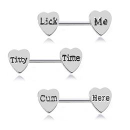 Sexy Letter Heart Nipple Ring Stainless Steel Tongue Rings Bar Body Piercing Jewellery for Women Gift Will and Sandy