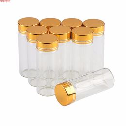 30x80mm 24pcs 40ml Glass Bottles Aluminium Screw Golden Cap Empty Transparent Clear Liquid Gift Container Wishing Bottle Jarshigh quantity