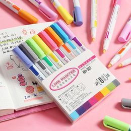 8 Colours Double Lines Art Markers Pen Outline Pen Fine Liner Marker Scrapbooking Calligraphy Lettering Pens Gift Card Y200709