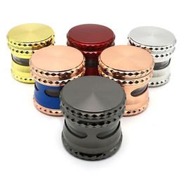 66mm 4 Layer Smoke Grinder Diamond stripes 3-hole Funny Zinc Alloy Pollen Tobacco Crusher Pollen Screen Grinders Gift Smoking Accessories