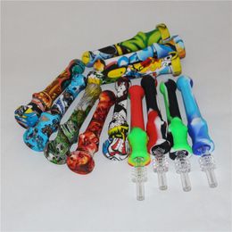 Wholesale Silicone Nectar with 14mm titanium Tip Hookahs Food Grade Mini Dab Straw Silicon Pipe Oil rigs DHL