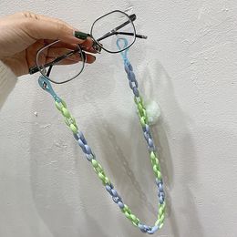 Korean Cute candy Colour chain plush ball Necklace chain Holder glasses chain anti loss glasses accessories