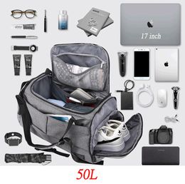 50L Multi-function layered Gym bag for Man Women Shoes compartment Backpack Handbag Shoulder Bags Travel Backpack Fitness Bag Q0115