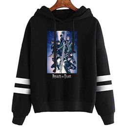2021 Attack on Titan Hoodies Streetwear Pullover Sweatshirt Men Fashion Autumn Winter Hip Hop Hoodie Pullover H1227