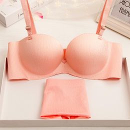 Plus Size Women Bra and Panty Set 3/4 Push up Cup Bralette Massage Brassiere Ultra-Thin Seamless Ladies Bra and Panty