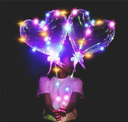 Led Love Heart Star Shape Balloon Luminous Bobo Balloons With String Lights 70cm Without battery Pole Night Light Balloon For Wedd