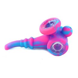 bubbler smoking pipes hold in the hand Mini pipe silicone pipe smoking silicone smoking water pipes electric dab rig flexible hot water pipe