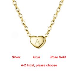 Christmas 925 Sterling Silver Heart Initial Necklace For Women Pendant Name Chain Jewelry Letter Alphabet A-Z Collier Femme Gift Q0531