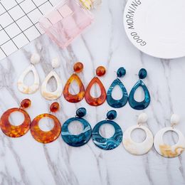 Dangle & Chandelier Trendy 3 Colour Print Water Drop Hollow Earring Teardrop Shape Earrings Resin For Women Jewellery Cocktail Party Gift Whole