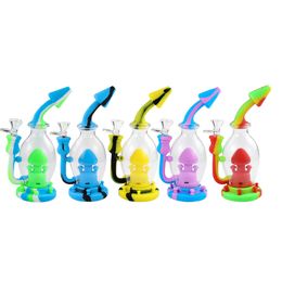 7.8''Mushroom water pipe smoking pipes glass bong straight hookah bongs silicone hookahs