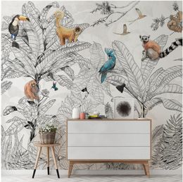 Fransız manzara tropikal yağmur orman duvar kağıtları hayvan ve bitki duvar kağıdı özel büyük duvar oturma yemek odası arka plan duvar bezi