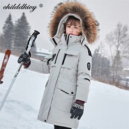 New -35 degrees Children's Down Jacket Winter Clothes Parka for girls Baby boys Coats Ski suit Thick Fur Kid Snowsuit 3-12Y 201216