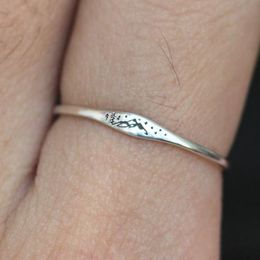 Silver Color Ring Vintage Style Wave Mountain Couple Rings For Girls Boys Promise Ring Best Friend Jewelry