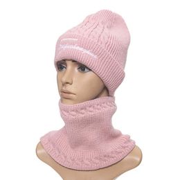 Winter Hat and Scarf Two-piece Knitted Sets Fashion Cashmere Warm Hat Suit Woolen Soft For Wholesale Women