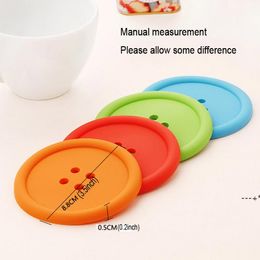 NEWHeat Resistant Placemats Silicone Anti-slip Pads Drink Coaster Buttons Coasters Drinks Table Cup Pad Tableware Mats Gadgets Kitchen RRD12