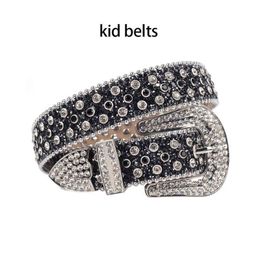 New Children Kids Rhinestones Belt Luxury Diamond Studded Casual Waist Belt For Boys Girls Jeans Waistband Cinturones Para Mujer AA220312