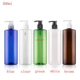 12pcs 500ml white blue brown Press Pump Lotion bottles Shower Gel Shampoo Empty Sample Vials Cosmetic packing containersgood package