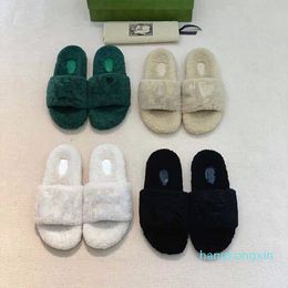 Designer fashion women's slippers sandals imported wool material luxury custom logo soft and comfortable