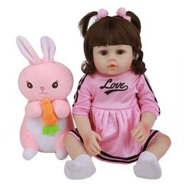 45CM Reborn Baby Dolls for Children Toys Toddler Full Body Silicone Girl Doll with Beautiful Summer Clothes