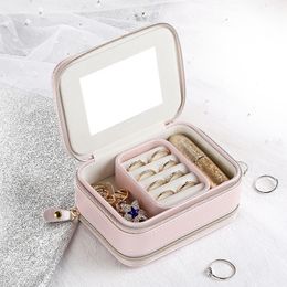 Jewellery Casket Cosmetic Storage Box Makeup Packing Organiser Multi-function Earrings Ring Container Case Portable Leather LJ200812