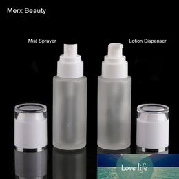 50pcs 50ml frosted transparent glass cosmetic bottle with press dispenser fine mist spray pump,Cosmetic Packaging,Merx Beauty