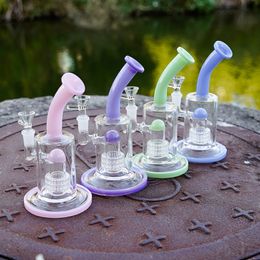 4 Colors Dome Perc Thick Glass Bong Hookahs Wheel Filter Heady Glass Oil Dab Rigs 14Female Joint Bongs Birdcage Percolator Splash Guard Water Pipes With Bowl DHL20091