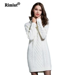 Rimiut 3XL 4XL Plus Size Knitted Long Sleeve Turtleneck Women Casual Sweater Dresses Autumn Winter Trendy Lady Pullovers Sweater 201031