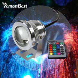 10W 12v underwater RGB Led Light 1000LM Waterproof IP65 fountain pool aquarium Lamp 16 color change 24key IR Remote controller Y200922