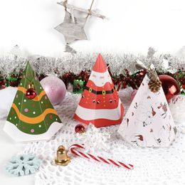 Gift Wrap 50Pcs Merry Christmas Hexagon Shape Candy Box Bag Tree Paper Container Supplies Navidad1