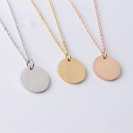 Round Coin Pendant Necklaces for Women Gold Silver Chain Collares Minimalist Clavicle Necklace Trendy Valentine's Day Jewerly Gift