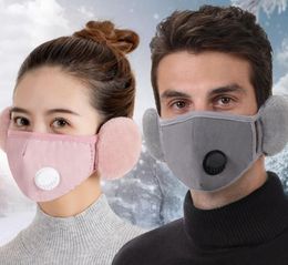 2 In 1 Valve Mask Earmuffs Warm Mouth Cover With Plush Ear Protective Mask PM2.5 Thick Mouth-Muffle Earflap Cycling Masks GGA3801-3