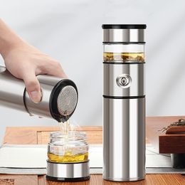 500ml Glass Tea Thermos Cup Mug Stainless Steel Thermos Vacuum Cup Tea Infuser Bottle Vaccum Flasks Thermal Mug Water Bottle LJ201218