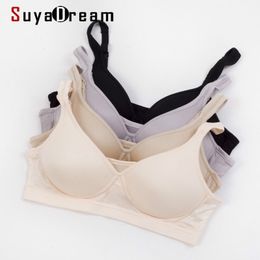 Women None closure Bras Wireless Bralette Seamless Thin Bra 100% REAL silk underwear deporte sujetador reggiseno Black 201202