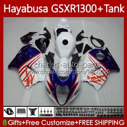 OEM Body +Tank For SUZUKI Hayabusa GSXR 1300CC GSXR-1300 1300 CC 1996 2007 74No.129 GSX-R1300 GSXR1300 96 97 98 99 00 01 GSX R1300 02 03 04 05 06 07 Fairing Kit blue white blk