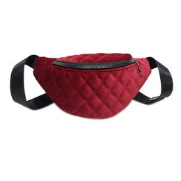 Pleuche Waist Belt Bag for Women Bum Bag Fanny Pack Money Purse Velvet Solid Lady Zipper Bags