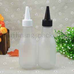 50pcs 100ml Frosted clear Empty Cosmetics Container With Pointed Mouth Top Cap For Shampoo DIY Liquid Lotion Bottles