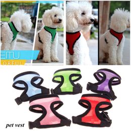 Dog Mini Vest Adjustable Breathable Puppy Collars Harness Dogs Supplies Nylon Pet MeshHarness Soft Net High quality LLS541-WLL