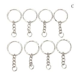 Keychains 100 Pcs/Set Silvery Key Chains Stainless Alloy Circle DIY 25mm Keyrings Jewellery Keychain Ring Fashion1